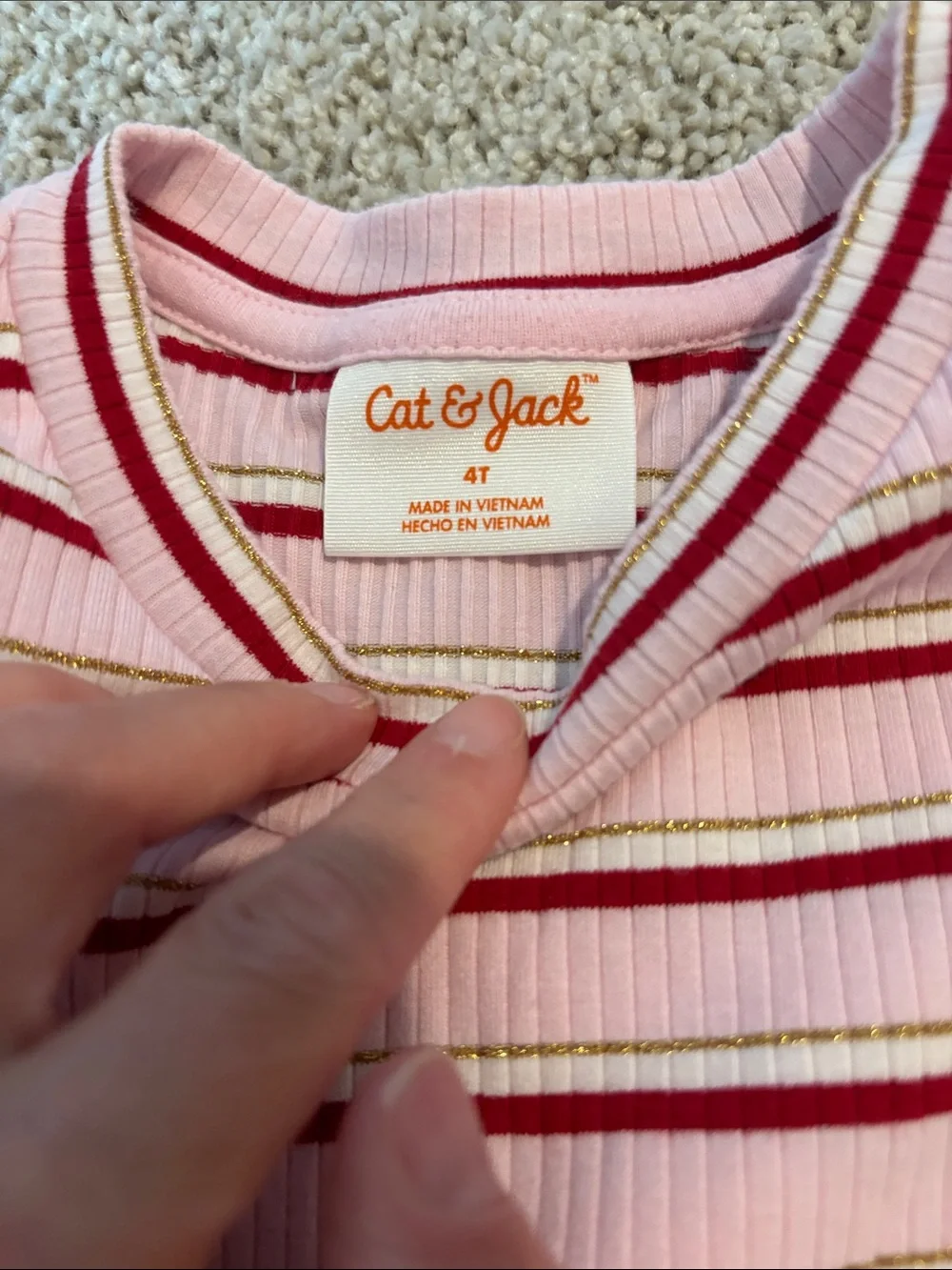 Cat & Jack Pink and Burgundy Striped Girls' Pajama Set